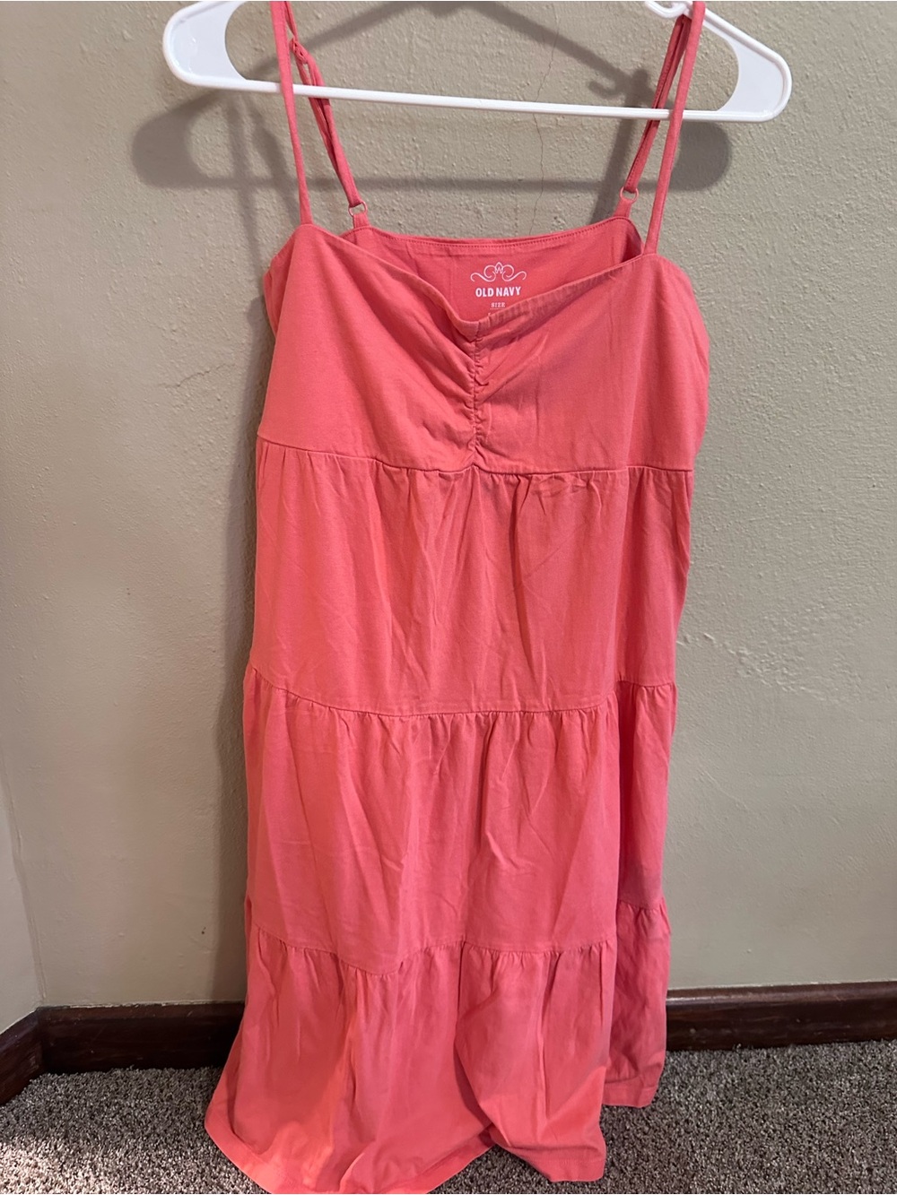 Old Navy Coral Tiered Midi Sundress